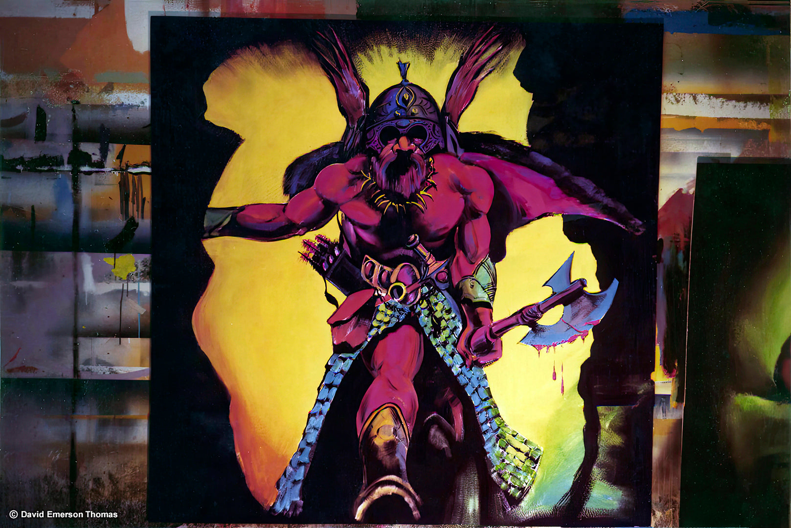 The Viking - Ghost Train Artwork for Luna Park Melbourne acrylic on board by Australian artist David E Thomas, 1980. Workshop in Knoxfield, Victoria, Australia