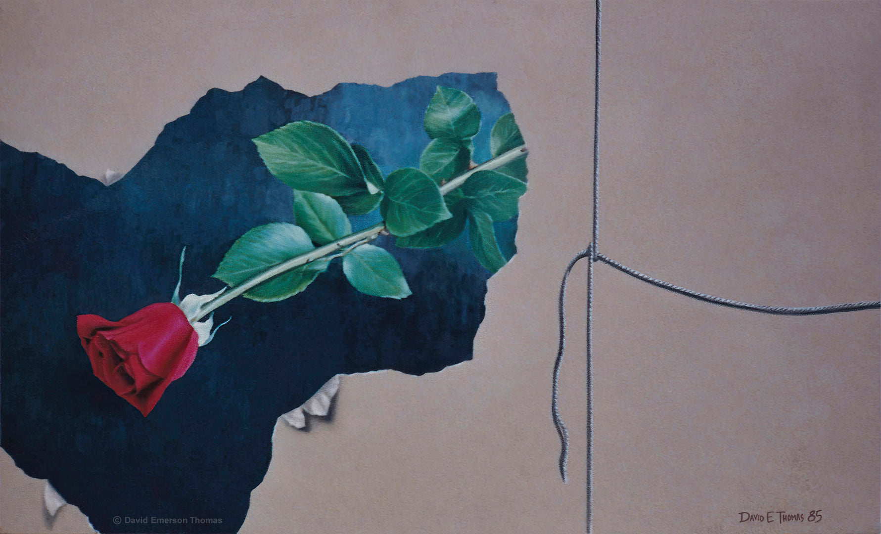 Rose + Torn Package Artwork for the Inflation Nightclub Foyer, Melbourne acrylic on plywood by Australian artist David E Thomas, 1979. Inflation Nightclub - Melbourne, Victoria, Australia (Now known as the Inflation Entertainment Complex)