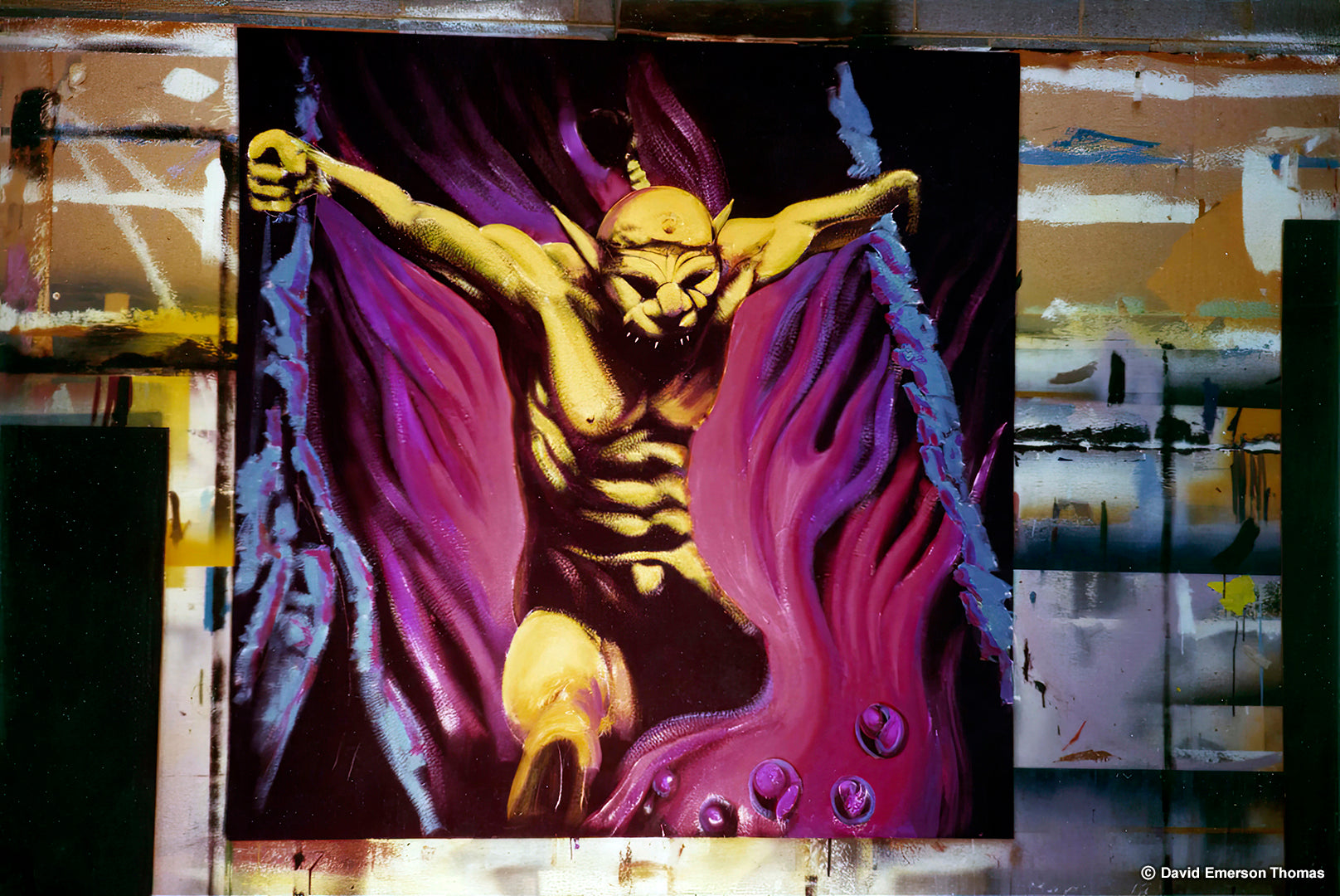 The Demon - Ghost Train Artwork for Luna Park Melbourne acrylic on board by Australian artist David E Thomas, 1980. Workshop in Knoxfield, Victoria, Australia