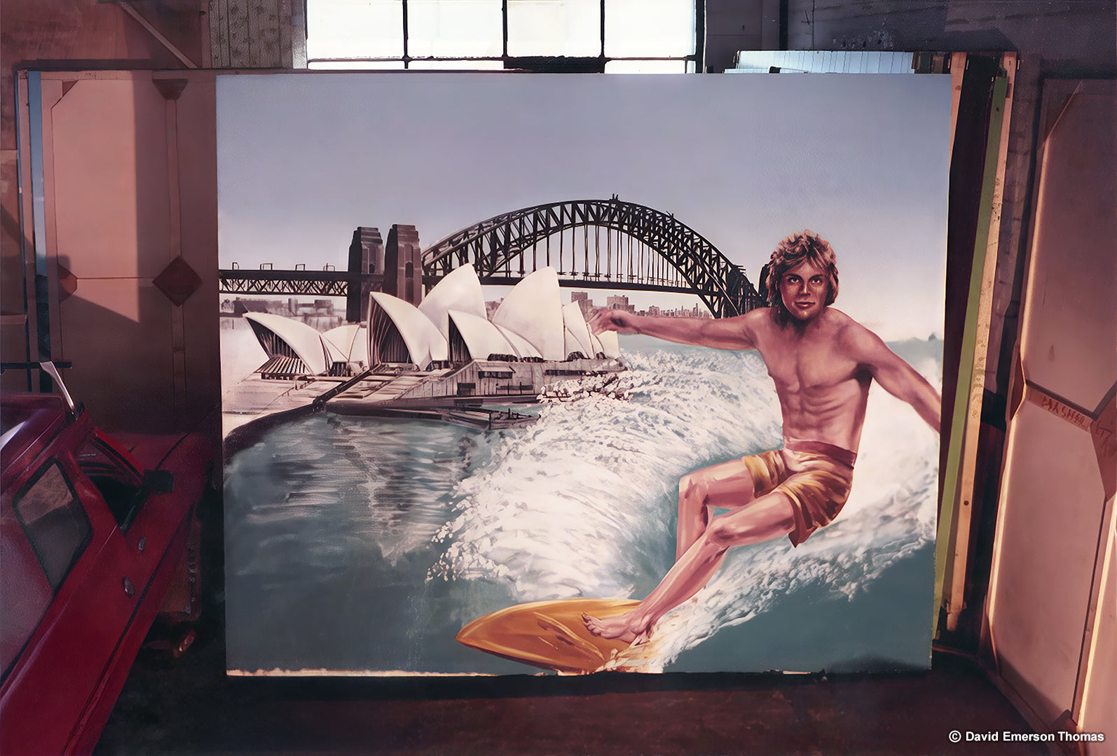 Sydney Holiday Prize Backdrop for The Price Is Right (TV Show) acrylic scenery paint by Australian artist David E Thomas, 1988. Festival Hall - South Melbourne, Victoria, Australia