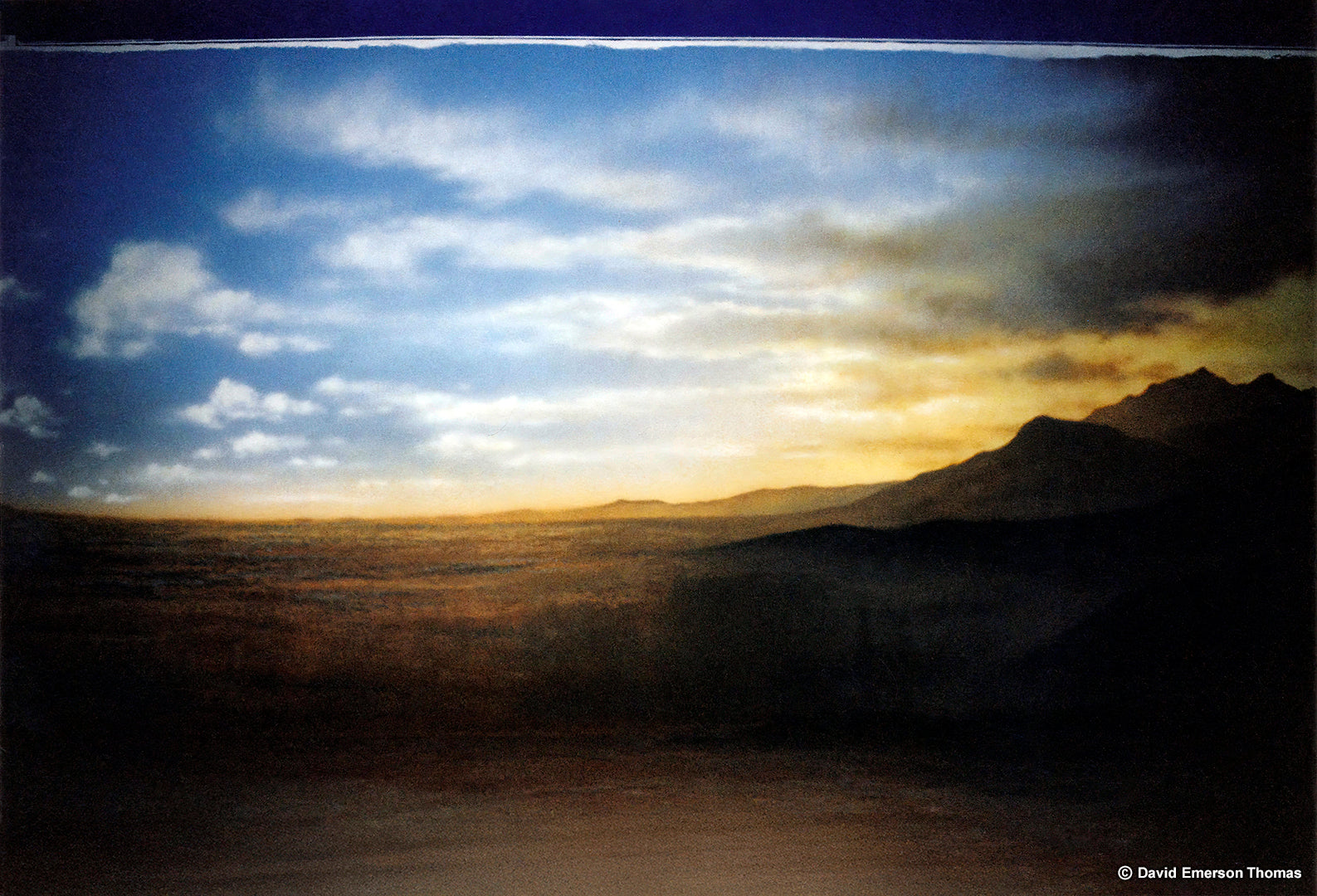 Giant Studio Backdrop for Car Commercial (Image 01) scenic paint on canvas by Australian artist David E Thomas, 1997. Horizon Films - St Kilda, Victoria, Australia