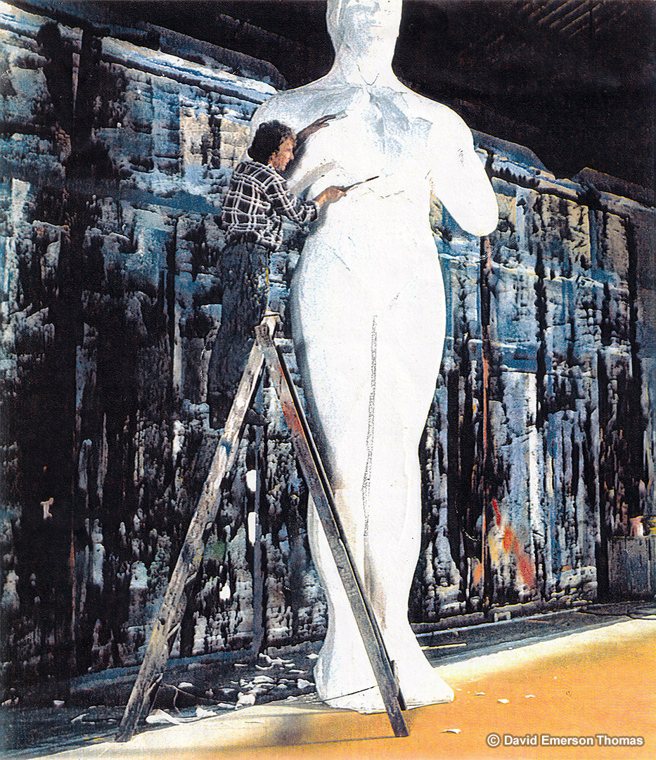 5 Metre High Academy Award Oscar Statue (News Clipping - David in Action) styrofoam to be moulded in fibreglass and then coated in gold leaf by Australian artist David E Thomas, 2000. Crown Melbourne (Formerly known as Crown Casino) - Southbank, Victoria, Melbourne
