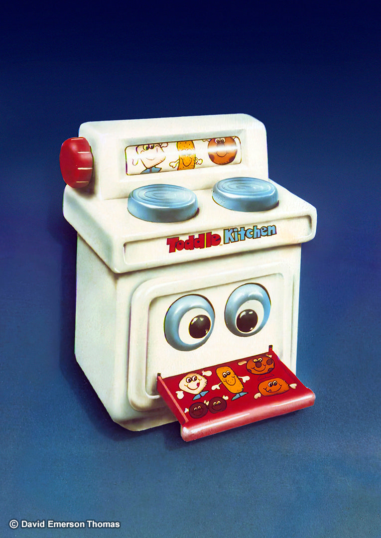 Lifelike Signage for Marlow Toys, Oven Toy Promotion (In Situ) acrylic on customwood panels by Australian artist David E Thomas, 1980. Marlow Toys - Melbourne, Victoria, Australia