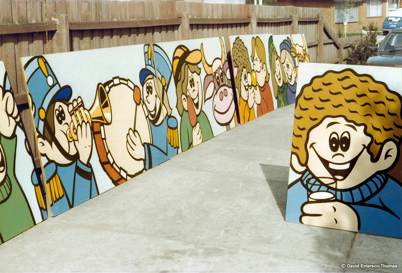 Dairy Pavilion Character Signage for the Royal Melbourne Show sign paint on marine plywood by Australian artist David E Thomas, 1980. David and Glenda's First Home - Ferntree Gully, Victoria, Australia