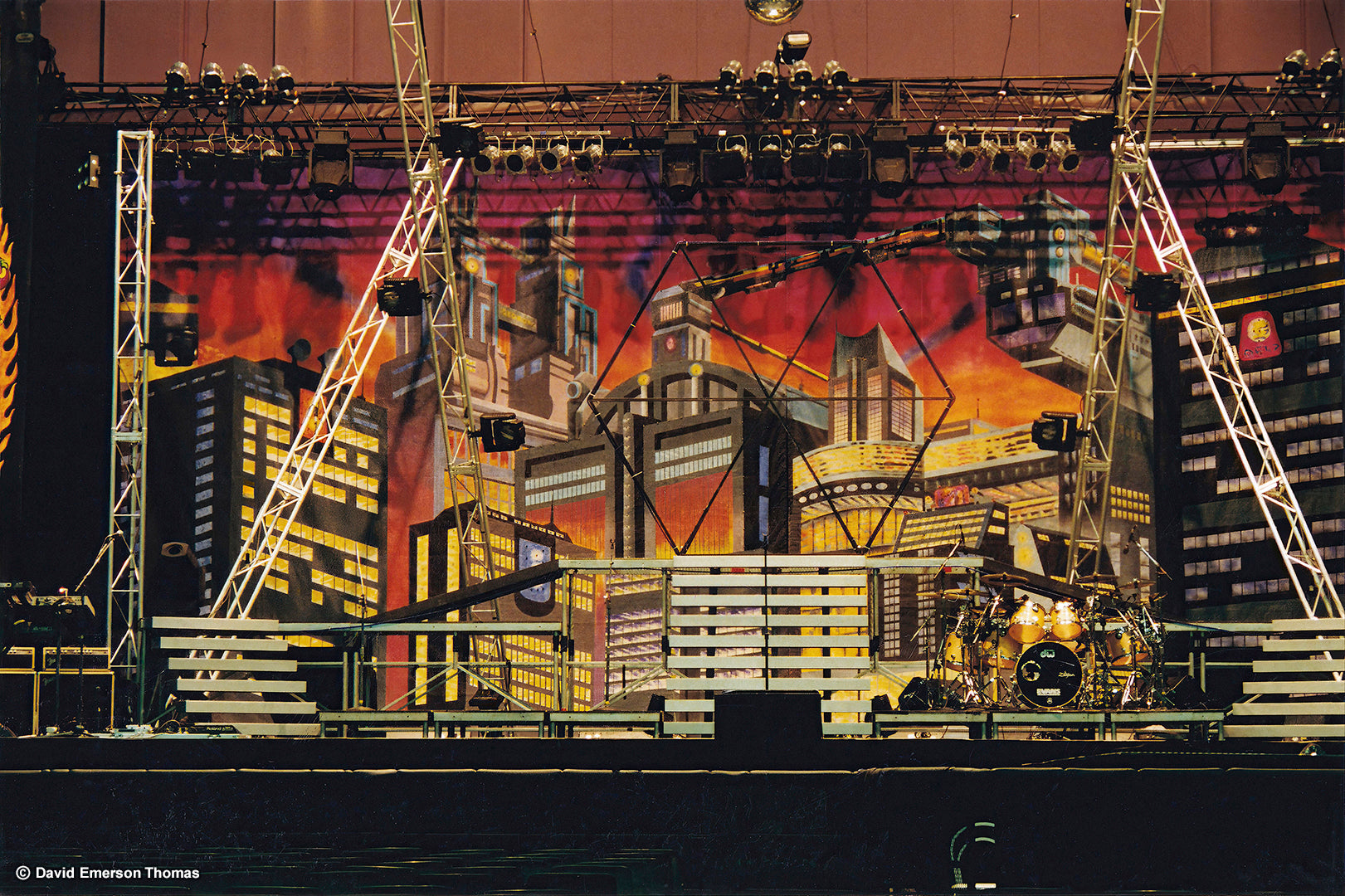 Concert Backdrop for Australian Band Savage Garden’s Arena Tour fluoro sign paint on canvas by Australian artist David E Thomas, 1997. Brisbane Entertainment Centre - Boondall, Queensland, Australia