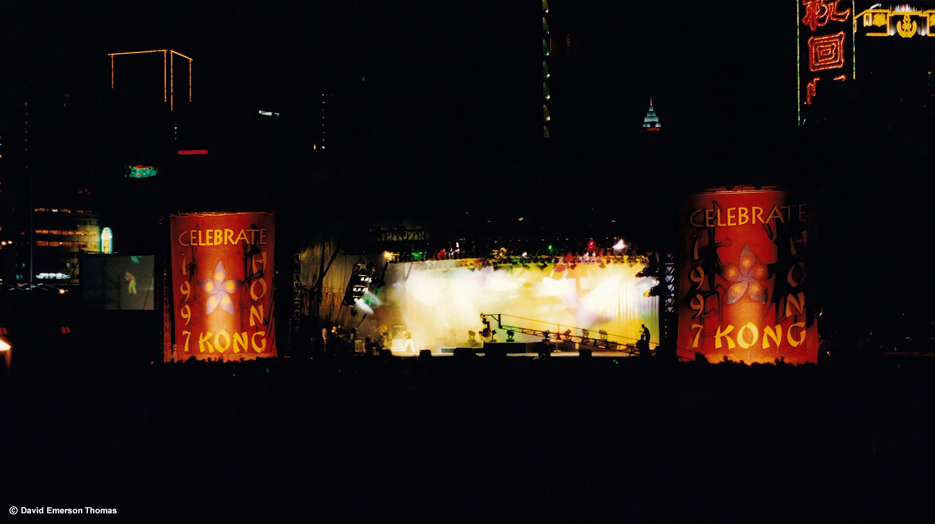 Banners for the 1997 Hong Kong Celebration Concert (Image 03) acrylic on scenic gauze by Australian artist David E Thomas, 1997. Hong Kong, China