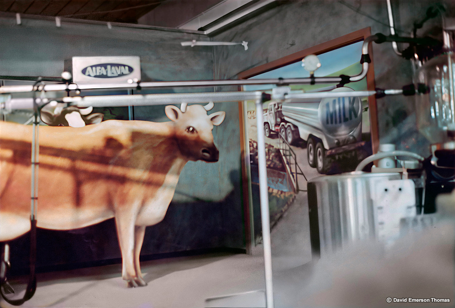 Hand-Painted Mural + Cutout for the Dairy Pavilion at the Royal Melbourne Show acrylic on board by Australian artist David E Thomas, 1980. Melbourne Showgrounds - Ascot Vale, Victoria, Australia