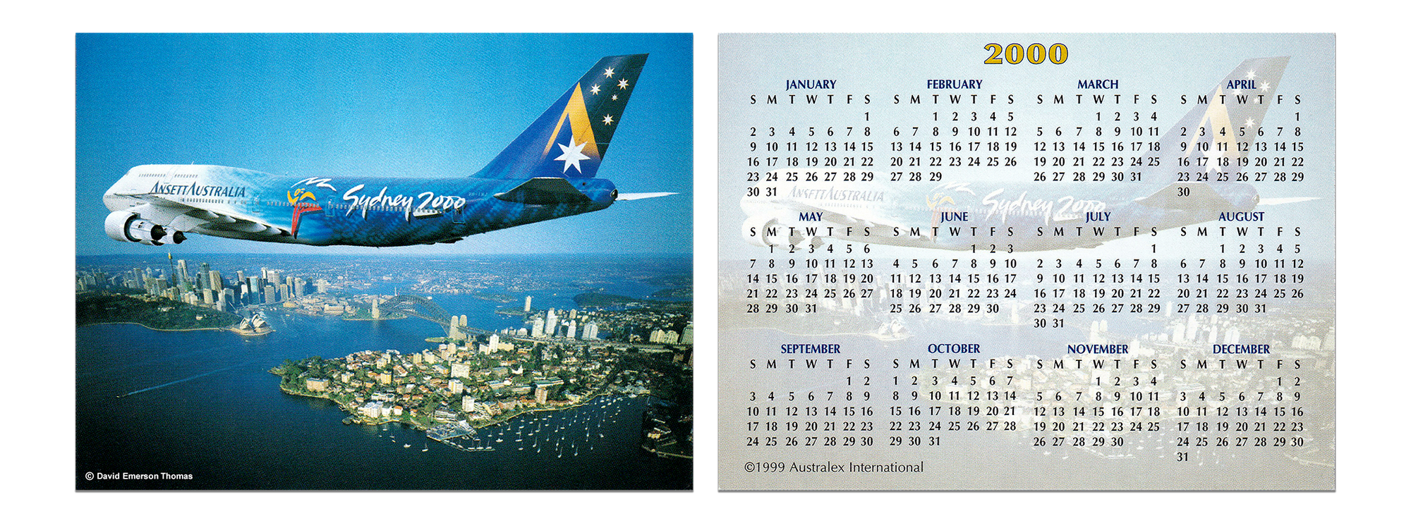 Commemorative Pocket Calendar for the Sydney 2000 Olympics 2-pack aircraft paint, sprayed by Australian artist David E Thomas, 1999. Australia